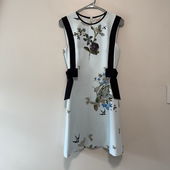 Ted Baker Sipnela Blue Floral Bow Dress Size 1/Small - Picture 2 of 12